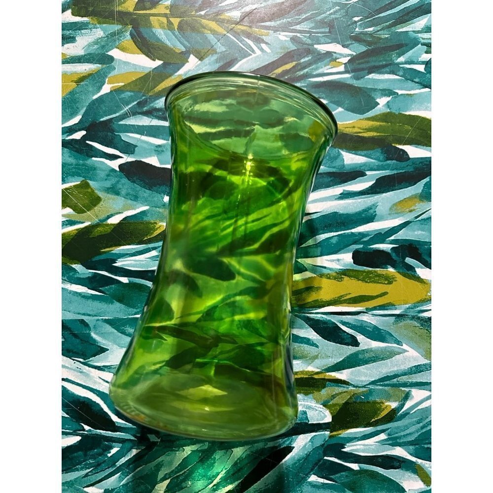 Vintage 8” Green Glass vase